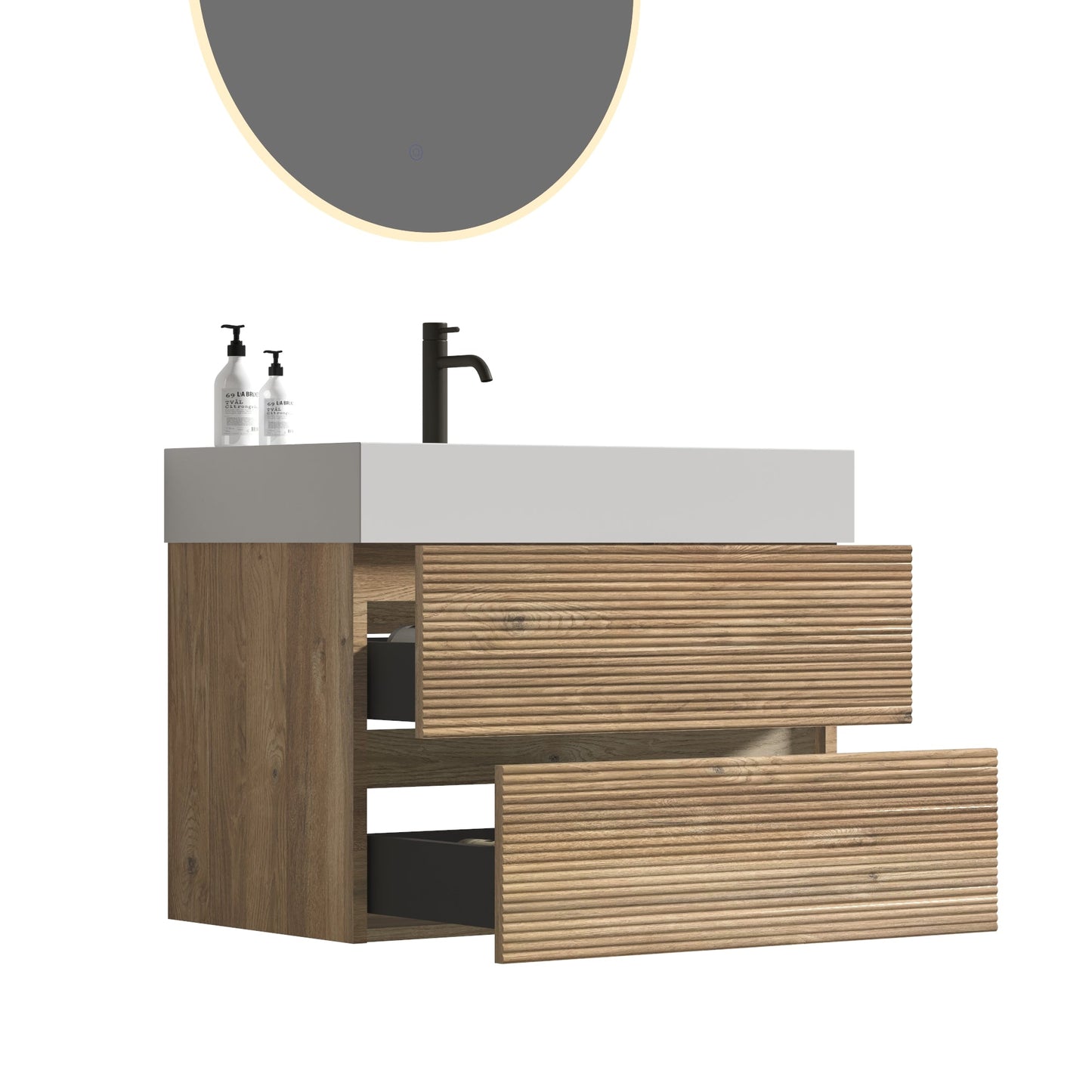 Grace 30 Rough Oak Wall-Mounted Bathroom Vanity