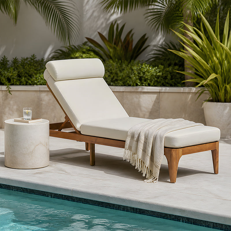 TOPMAX Acacia Wood Chaise Lounge