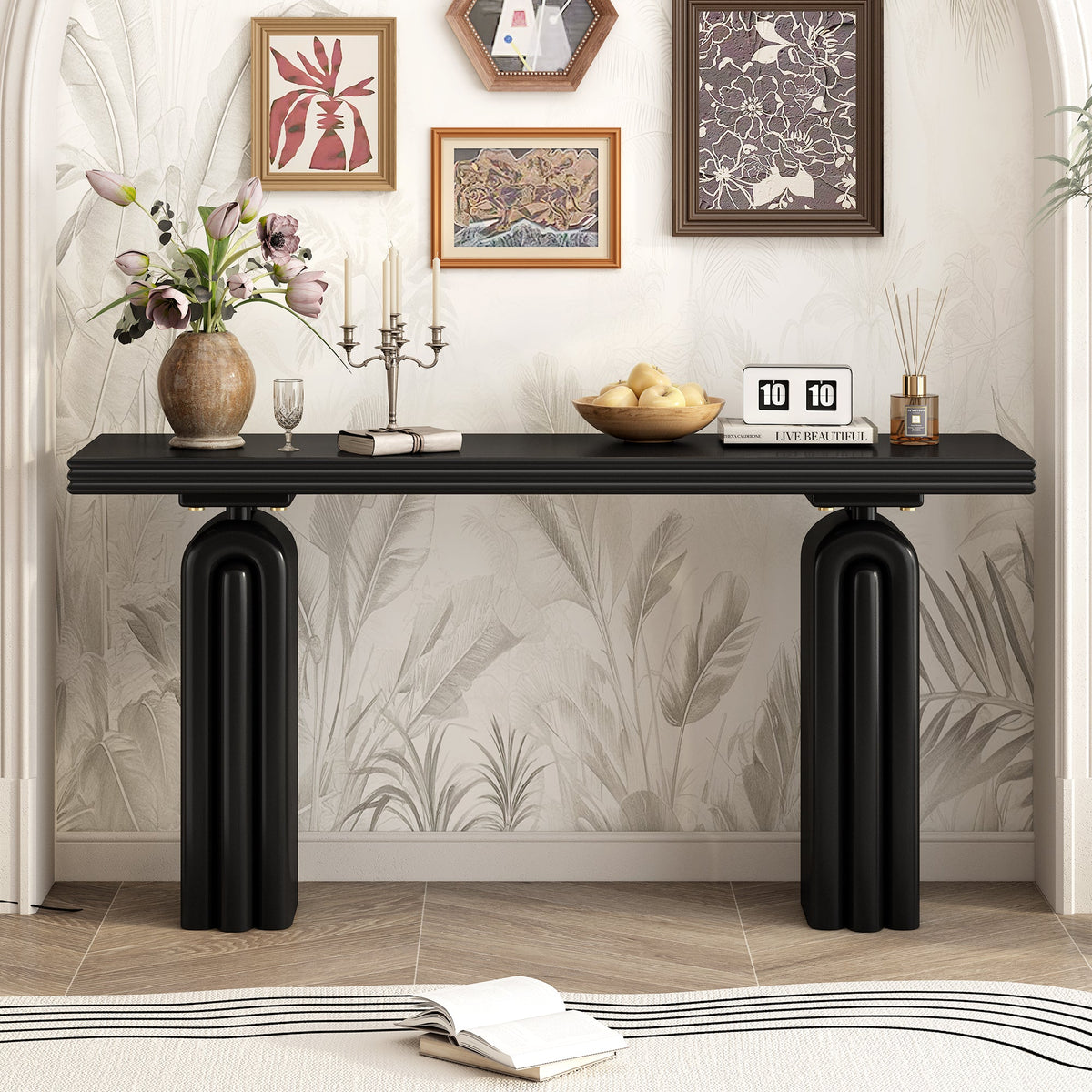 U_STYLE Chic Acacia Veneer Console Table