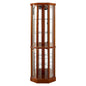 6 Shelf Lighted Corner Curio Cabinet With Adjustable Tempered Glass Shelves And Mirror Back (E26 Light Bulb Not Included)