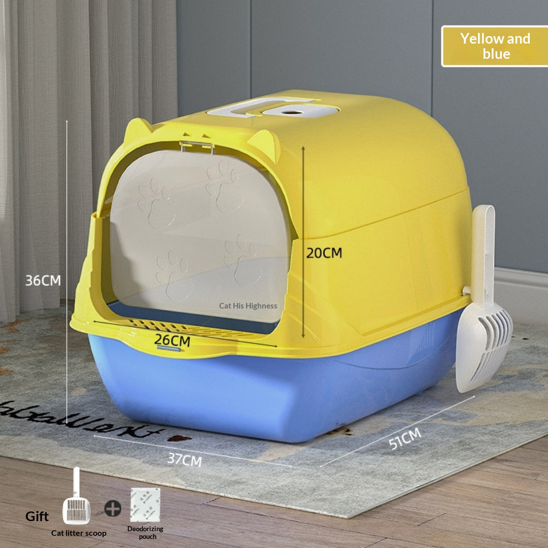 Extra-Large Enclosed Cat Litter Box, Splash-Proof With Detachable Lift-Top Lid