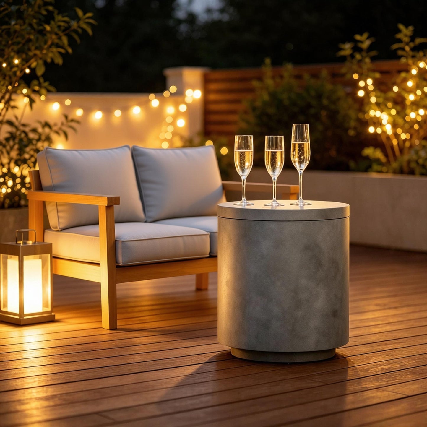 Portable Storage Box, Pool Ice Cooler, Cooler Side Table, Modern Balcony Table