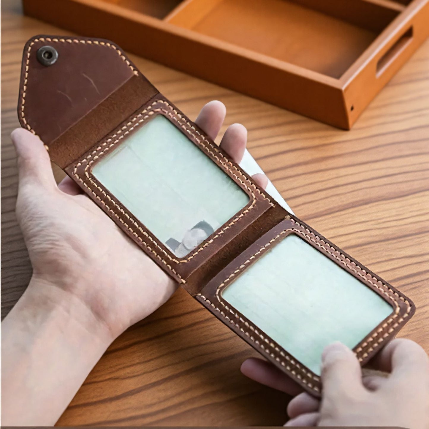 ID Card Holder Storage Pouch Portable 2-in-1 Card Case And Protective Cover