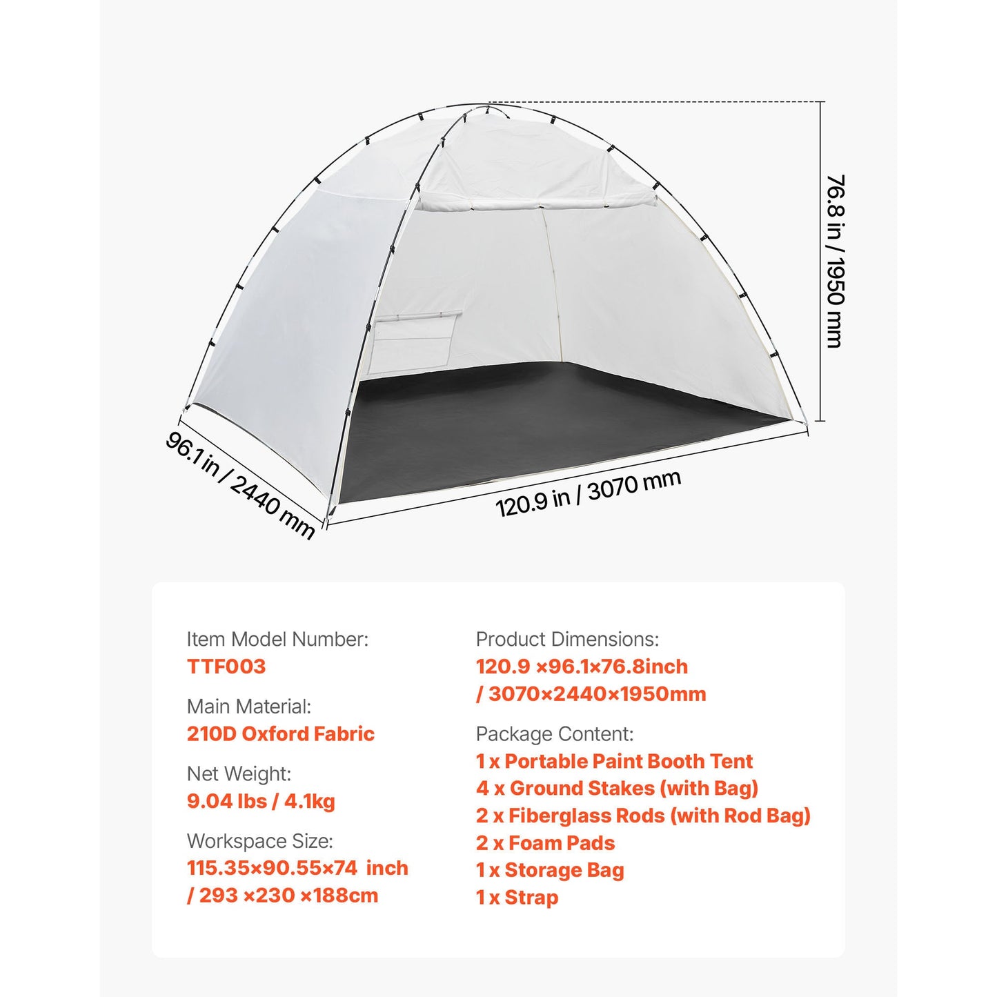 Portable Paint Booth Tent, 115.35 x 90.55 x 74 inch Painting Tent Station