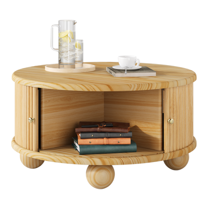 Round Fluted Coffee Table with Storage