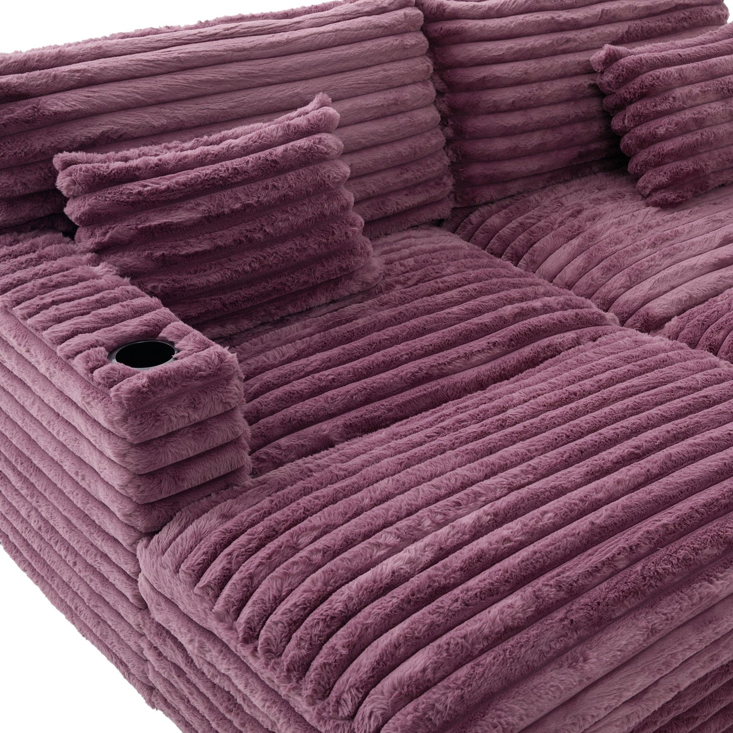 Oversized Double Chaise Lounge Sofa Bed With USB Ports And Cup Holders