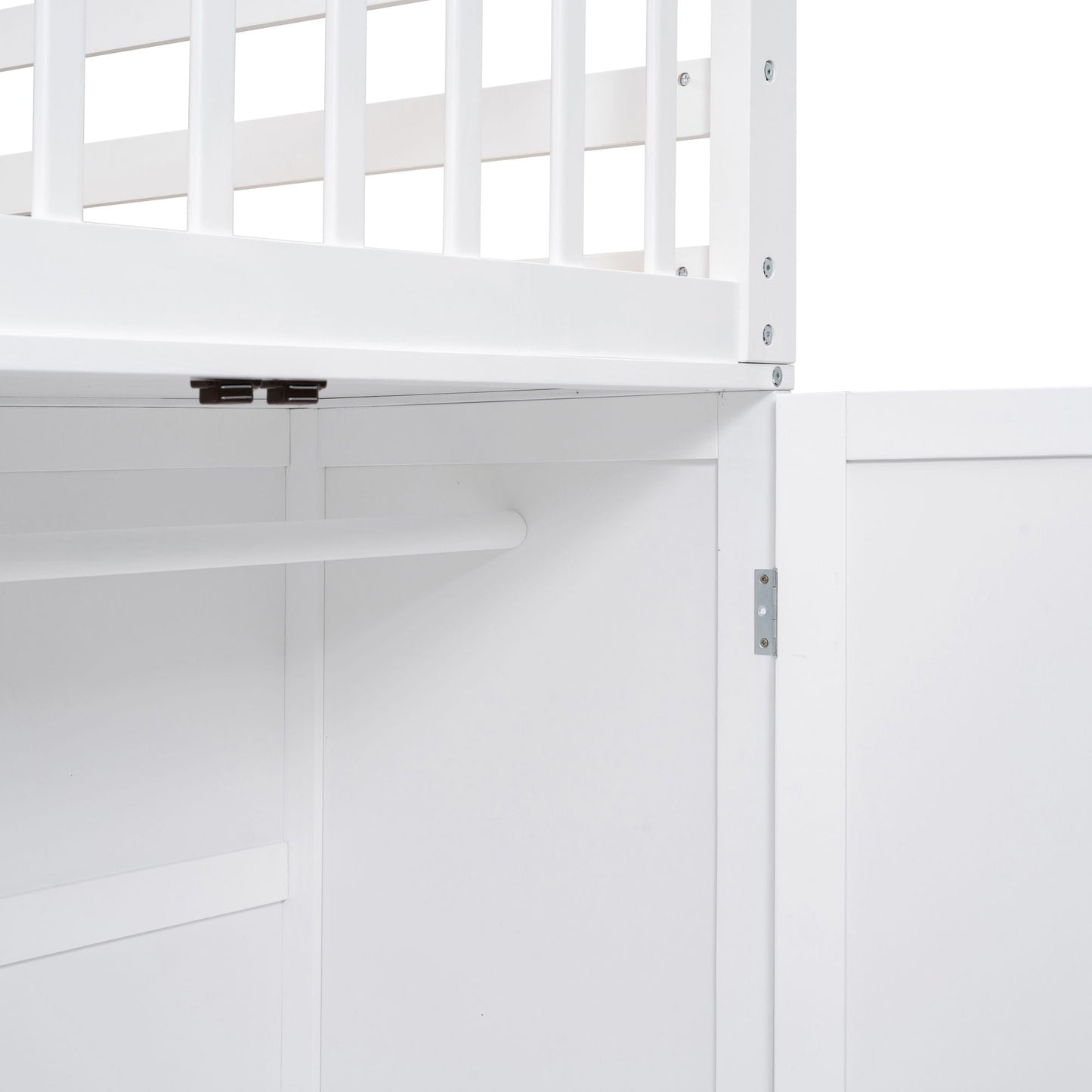 L Shaped Bunk Bed With 3 Drawers, Portable Desk And Wardrobe
