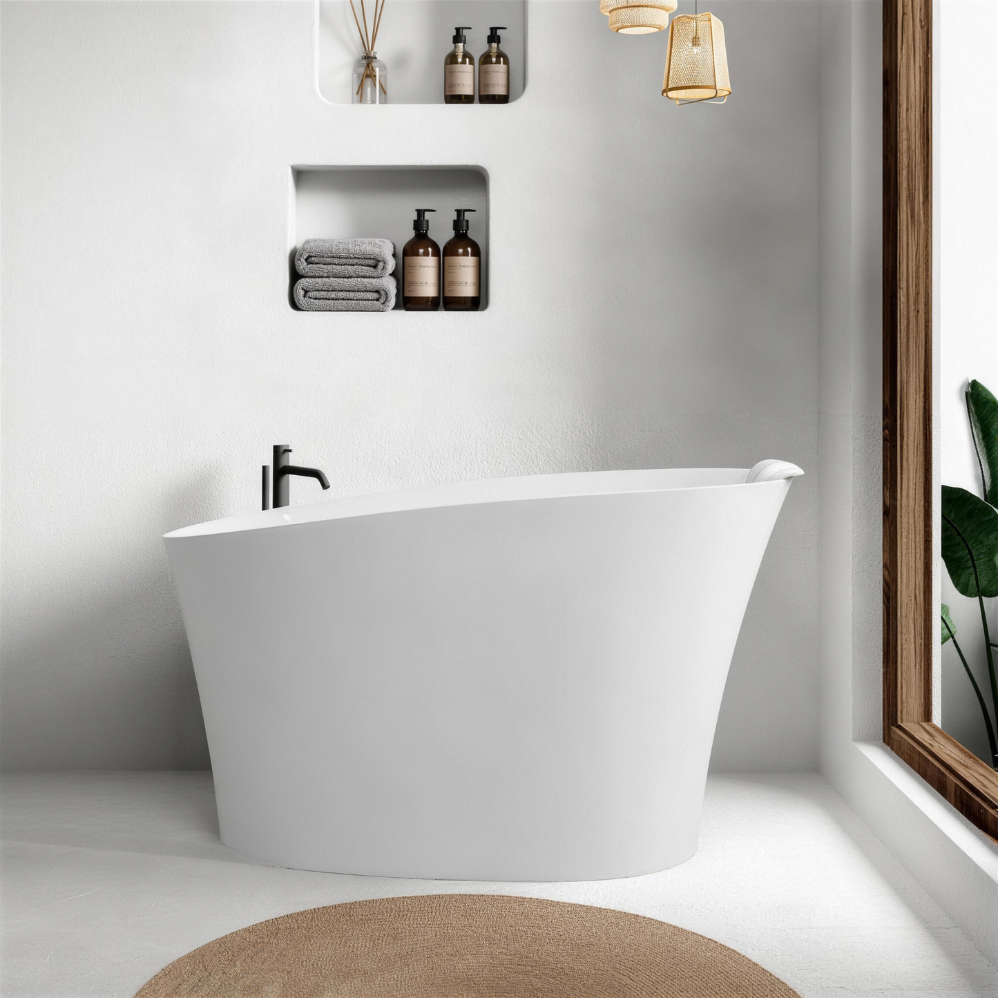 51" Solid Surface Oval Freestanding Glossy Bathtub