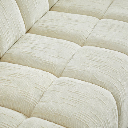Quilted Cloud Sofa With Rounded Armrests And Piano Key Backrest Design
