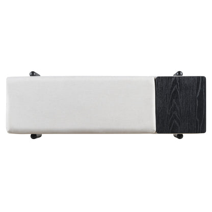 TREXM Farmhouse Upholstered Storage Bench with Hidden Compartment
