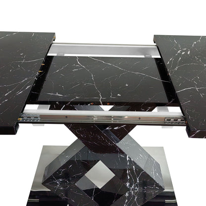 Modern Rectangle Dining Table With Stretchable TopAnd X Shape Legs