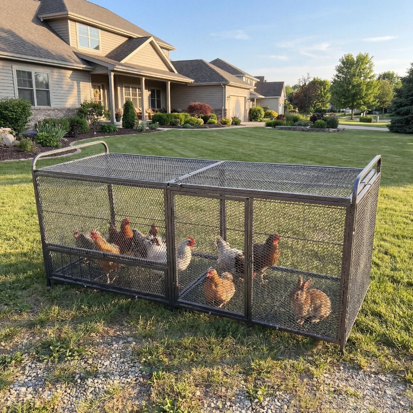 Chicken Cage, Poultry Breeding Coop - Black / Silver