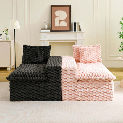 Multifunctional Sofa Pink Black, Fits 4 People