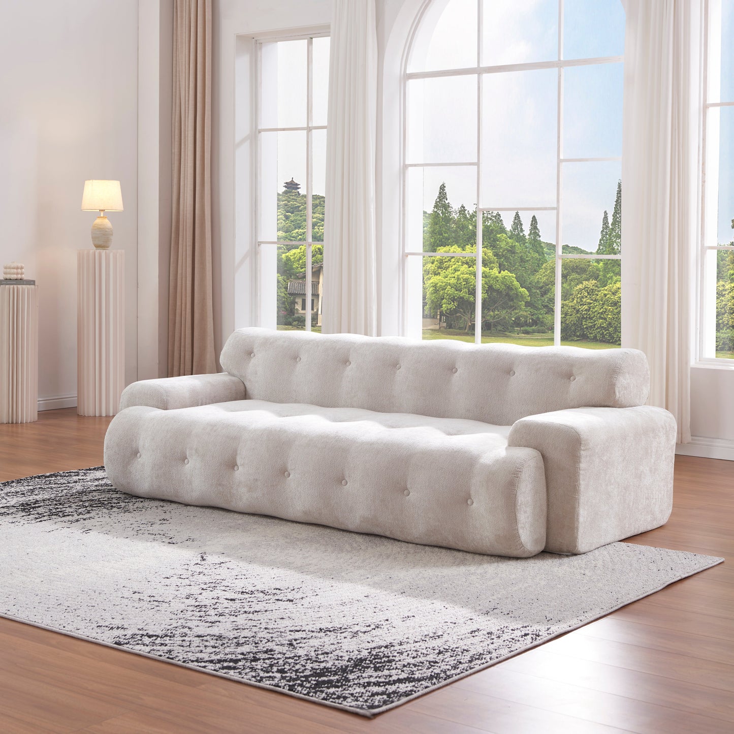 88 in. Cloud 3 Seater Chenille Sofa with Button Tufted Upholstered Couch