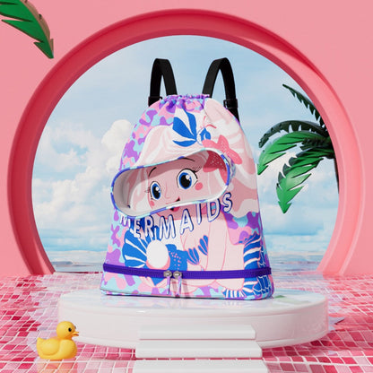 Children's swimming bag, wet and dry separation toilet bag, large-capacity swimming storage bag, beach storage bundle backpack.