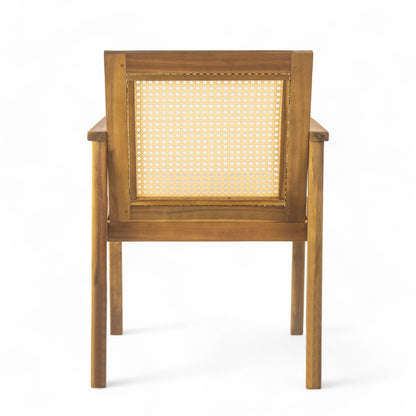 Preston Outdoor Dining Chair With Cushion Set of 2 - Teak / Beige