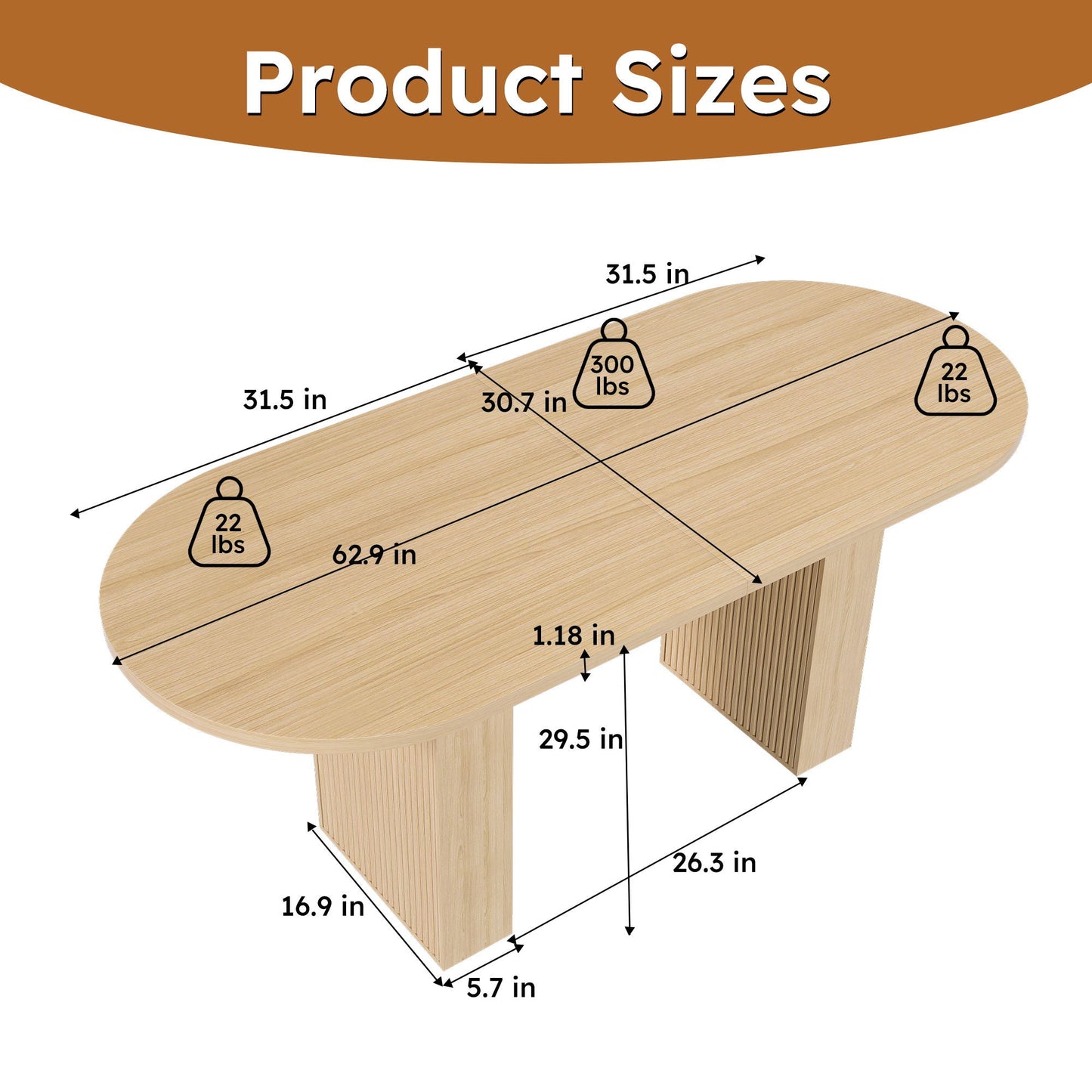 Oval Dining Table With Wood Strip Base