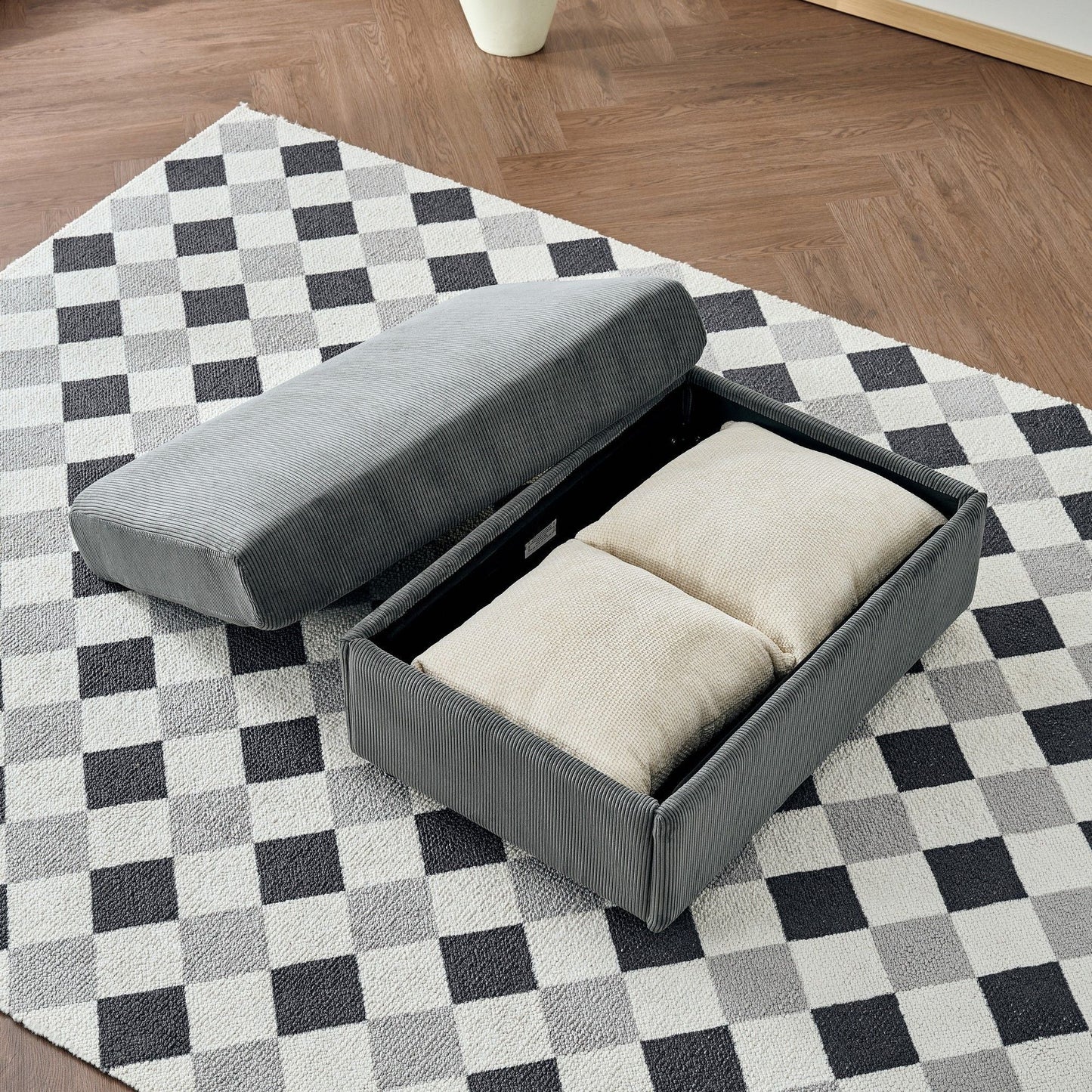 Comfy Oversized Chaise Lounge Chair With Ottoman And Storage