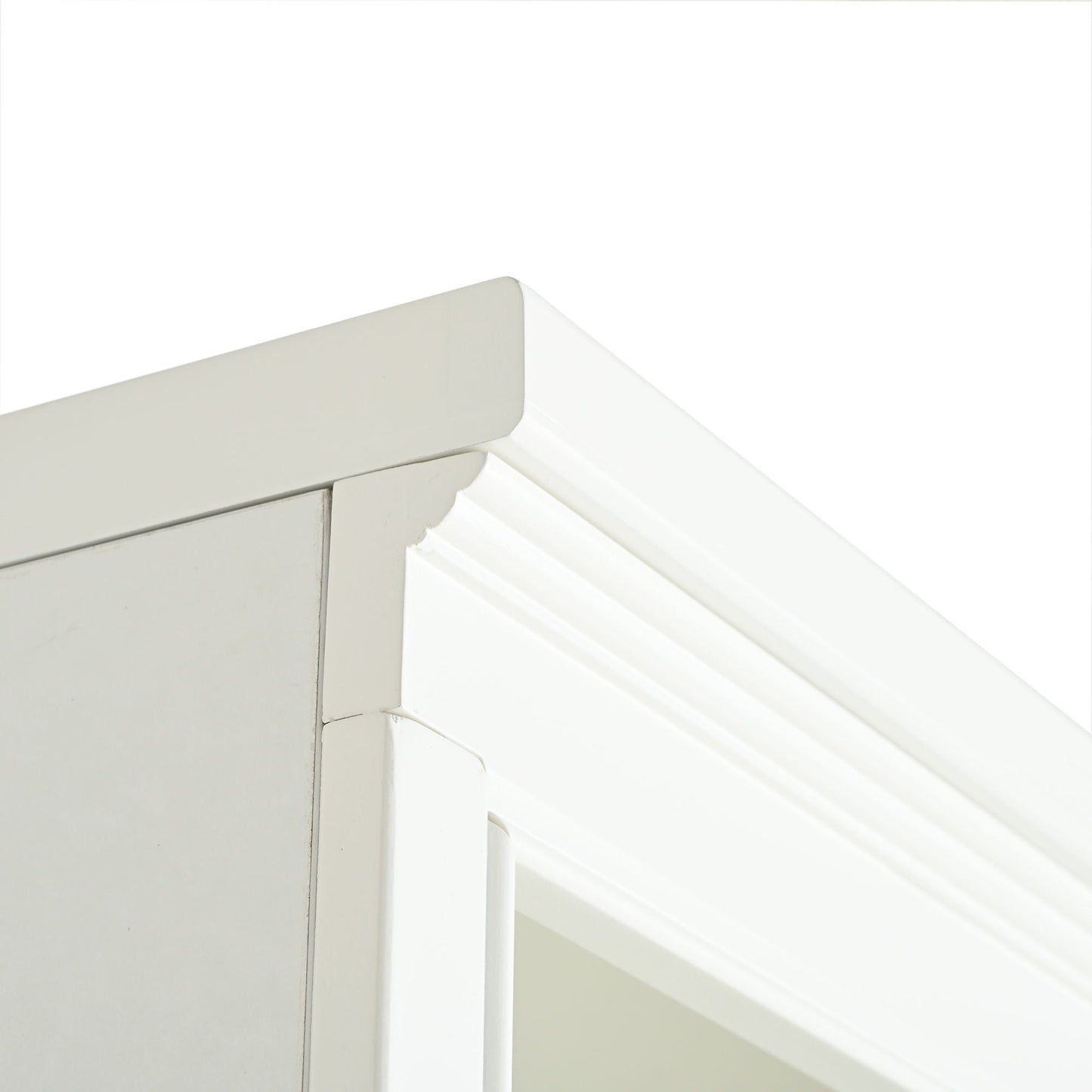 Retro Style 75'' Tall Display Shelf With Cabinet For Hallways Living Room Kitchen - White
