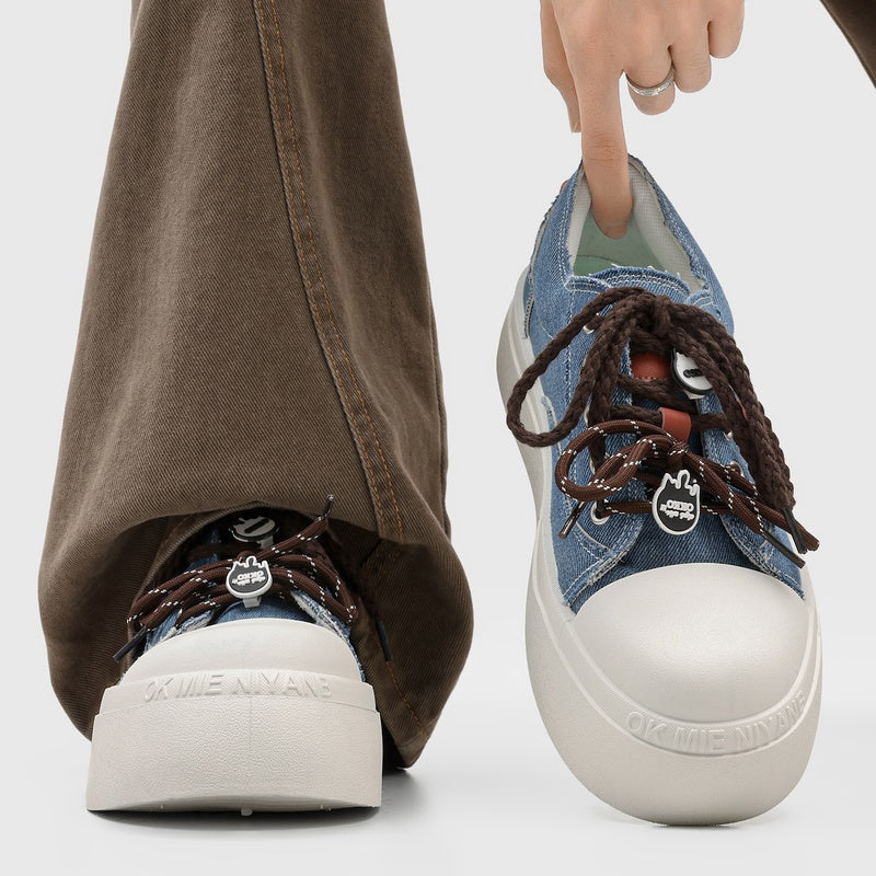 2026 New Spring Couple Canvas Skate Shoes, Toe-cap Height-increasing Casual Sneakers For Students & Men