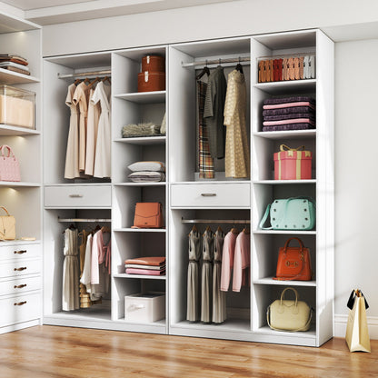 Freestanding Closet System with 6 Open Shelves and 2 Hanging Rods