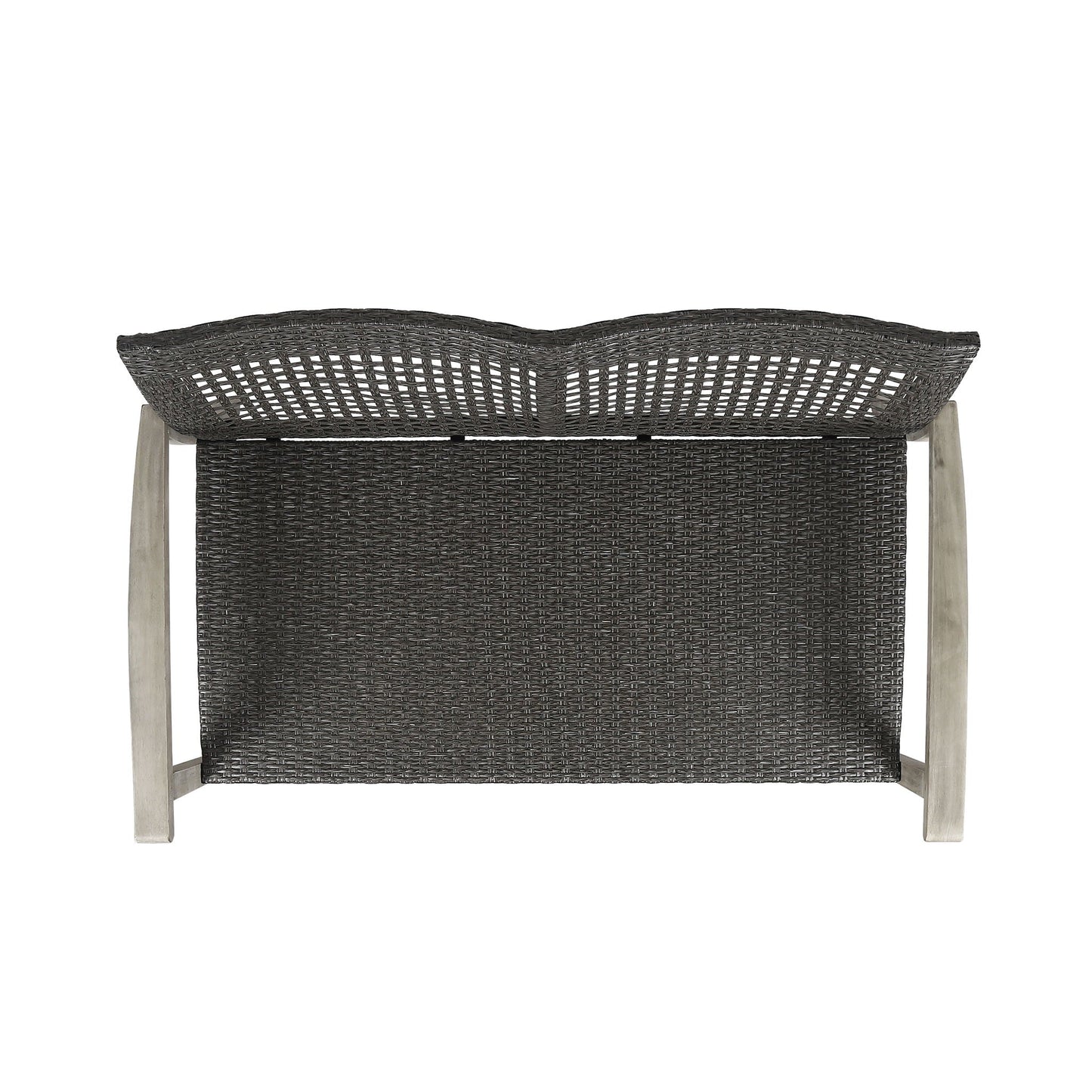Hampton Outdoor Wood and Wicker Loveseat - Gray