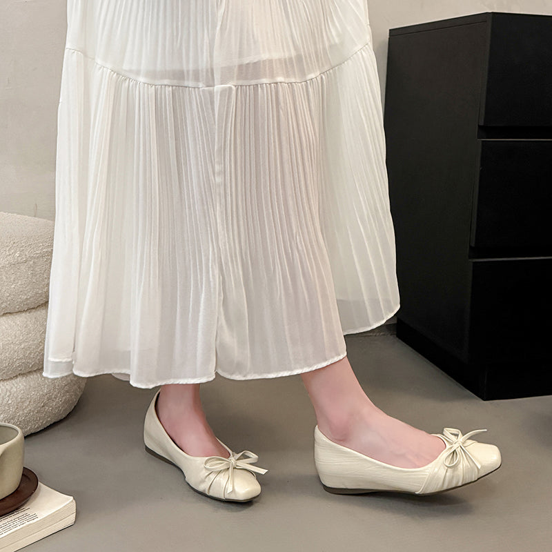 Inner Height Ballet Shoes For Women 2026 Summer New Shallow Bow Flat Sole Shoes Mary Jane Shoes
