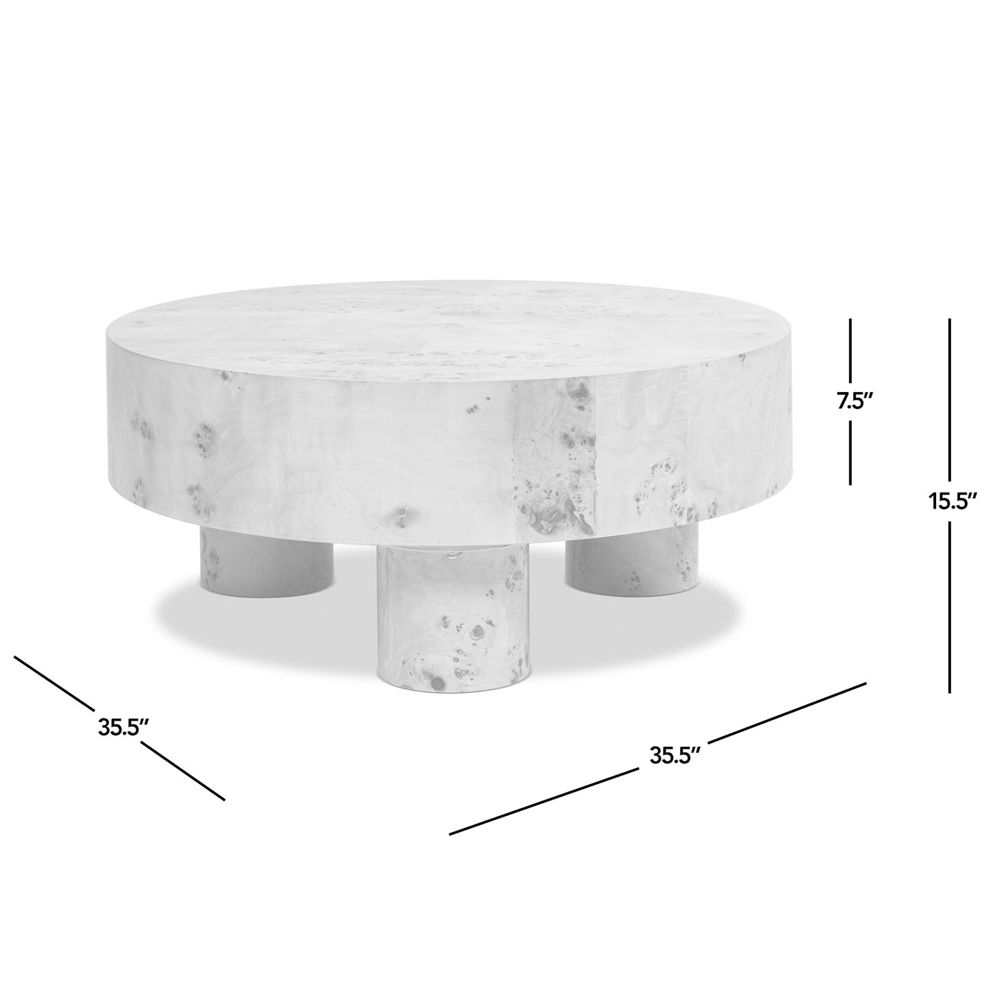 Nebula 35.5' Round Pillar Leg Coffee Table Warm Natural Brown Burl Wood