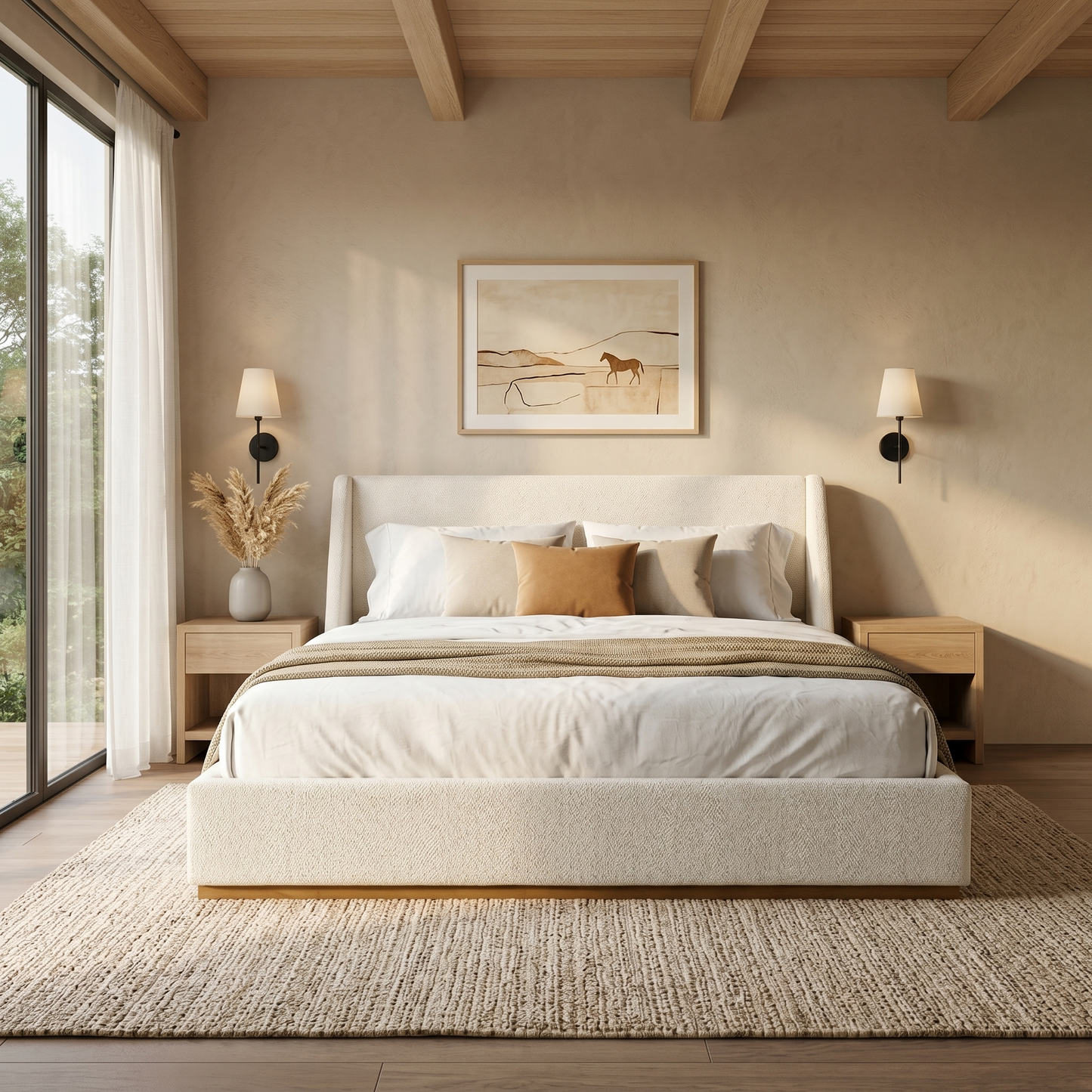 Luxury Upholstered Bed with Wings