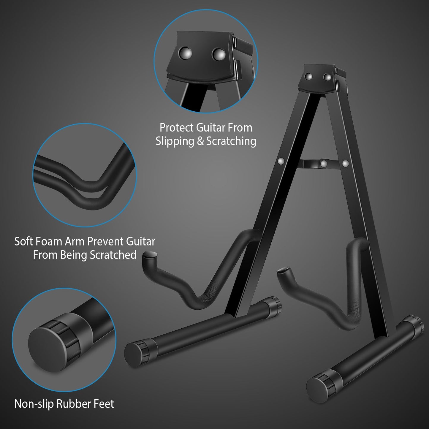 Guitar Stand A Frame Foldable Guitar Holder Portable Mount For Acoustic Electric Classical Guitars Violin Ukulele Bass Banjo