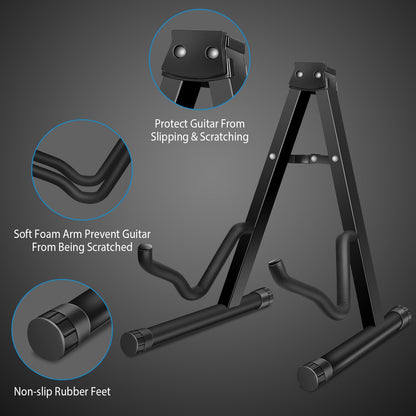 Guitar Stand A Frame Foldable Guitar Holder Portable Mount For Acoustic Electric Classical Guitars Violin Ukulele Bass Banjo