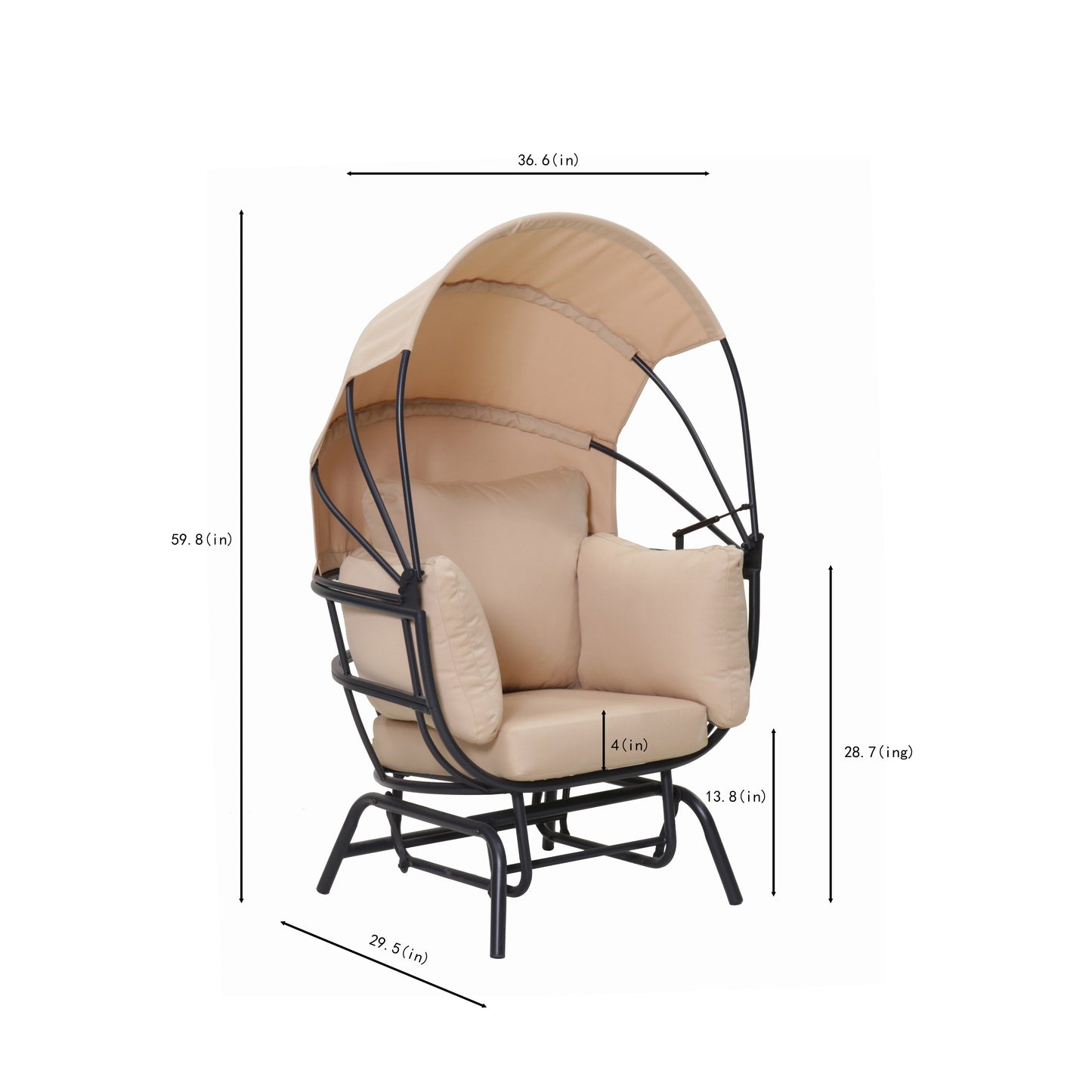 Sunnydaze Modern Luxury Egg Chair with Retractable Canopy - Taupe