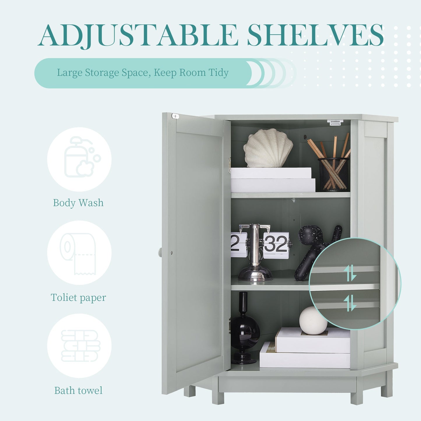 Grey Bathroom Cabinet Triangle Corner Storage With Adjustable Shelf