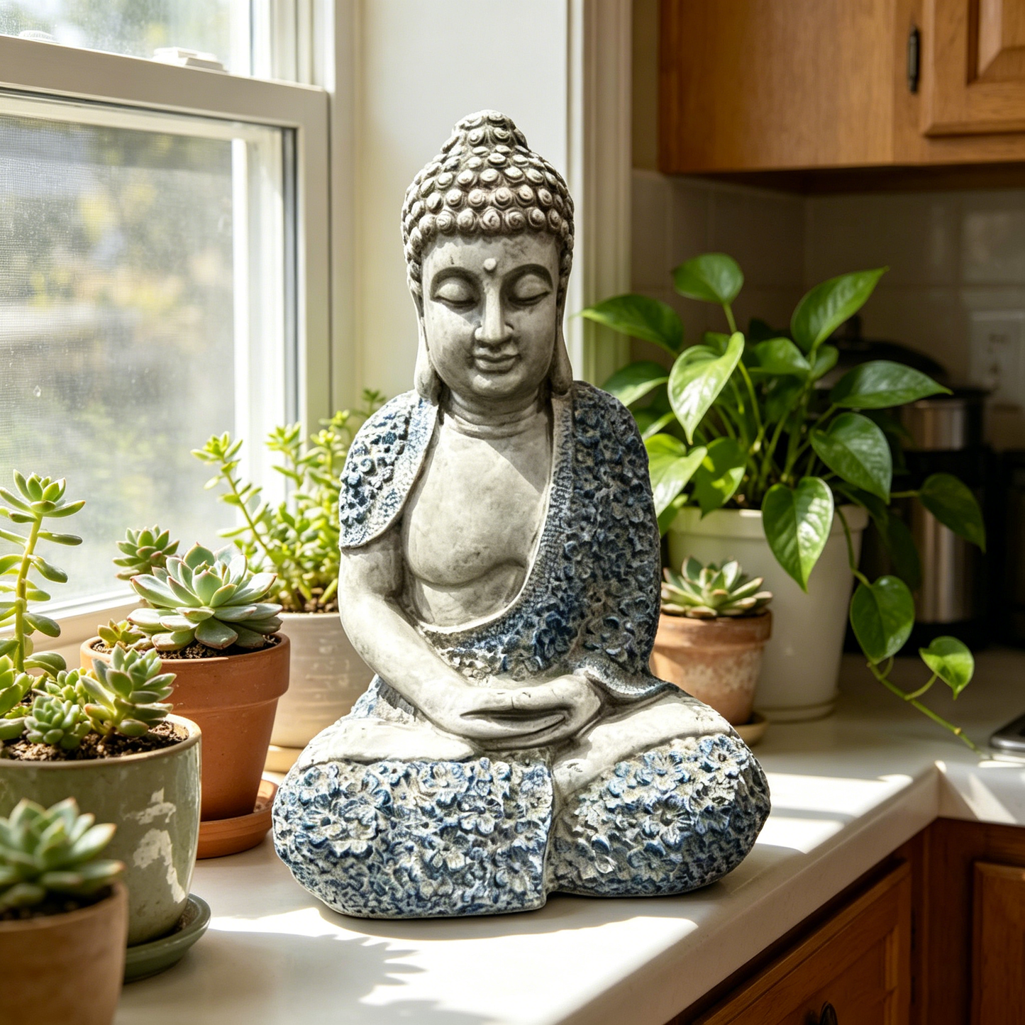 16'' Weatherproof Resin Buddha Garden Statue