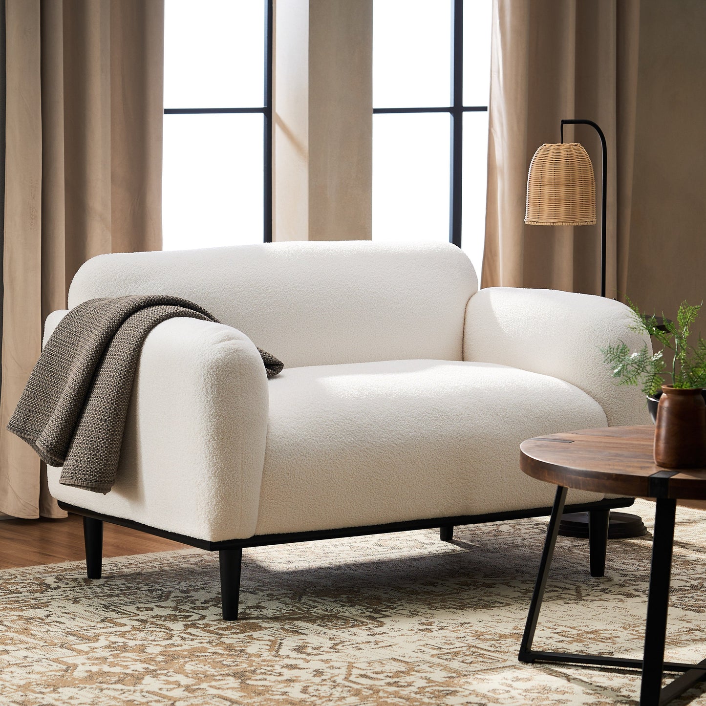 Bouclé Fabric Loveseat Sofa - 50 Inch