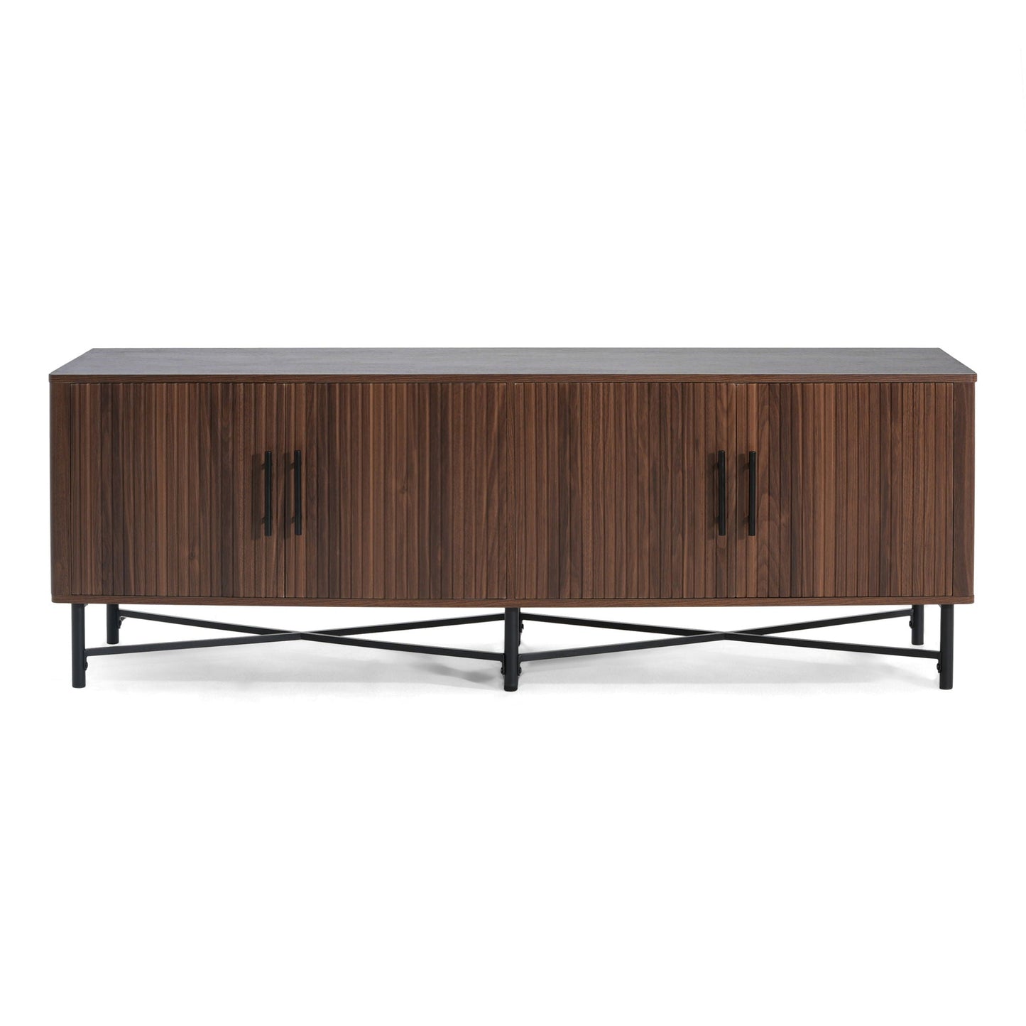 4 Door TV Cabinet with Adjustable Shelves and Storage Spaces
