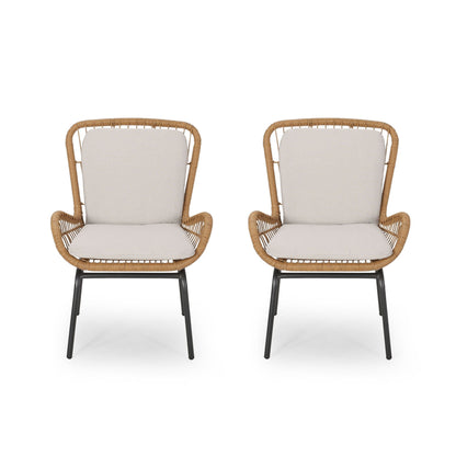 Outdoor Wicker Club Chair With Cushions (Set of 2)