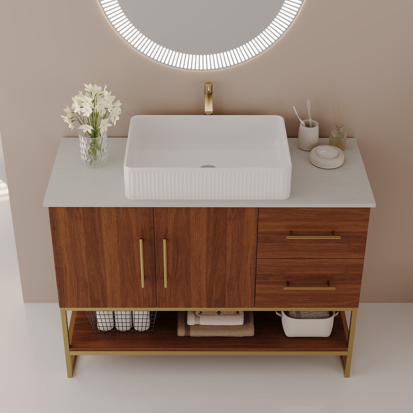 36" Modern Bathroom Vanity with Ceramic Vessel Sink