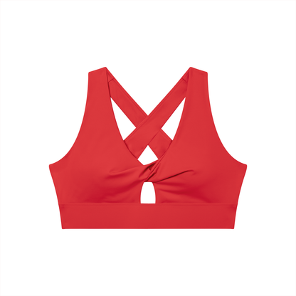 Loki & Ivy Women's Twist Front V-Neck Sports Bra