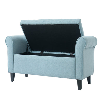 Light Blue Tufted Storage Bench