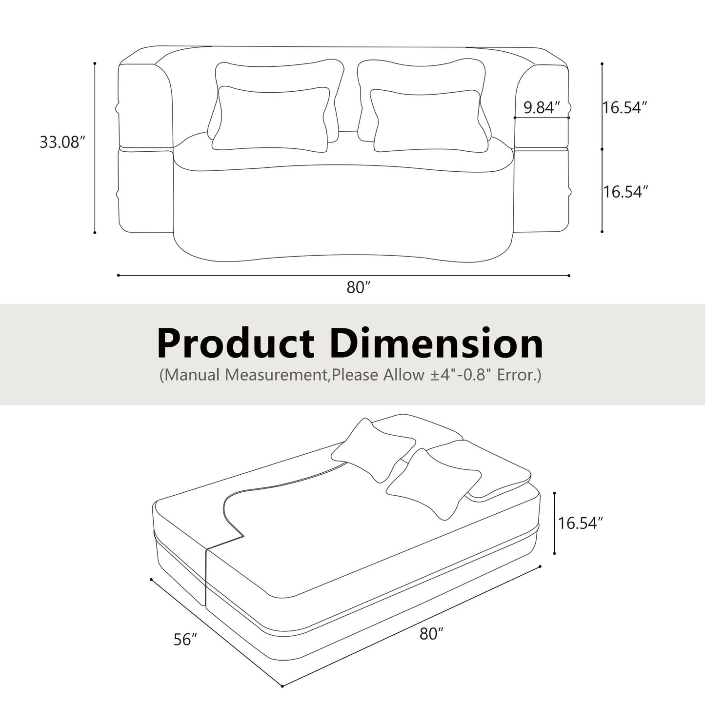 Modern Floor Sofa With 4 Pillows