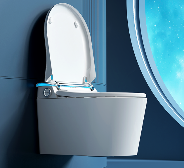 Wall-Mounted Smart Toilet with Automatic Lid Opening