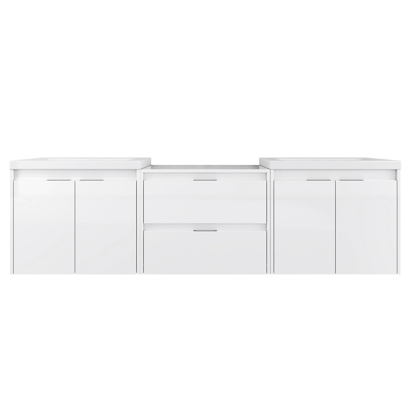 72" Bathroom Vanity With Resin Sink, Soft Close Doors, and 1-Side Cabinet