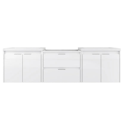 72" Bathroom Vanity With Resin Sink, Soft Close Doors, and 1-Side Cabinet