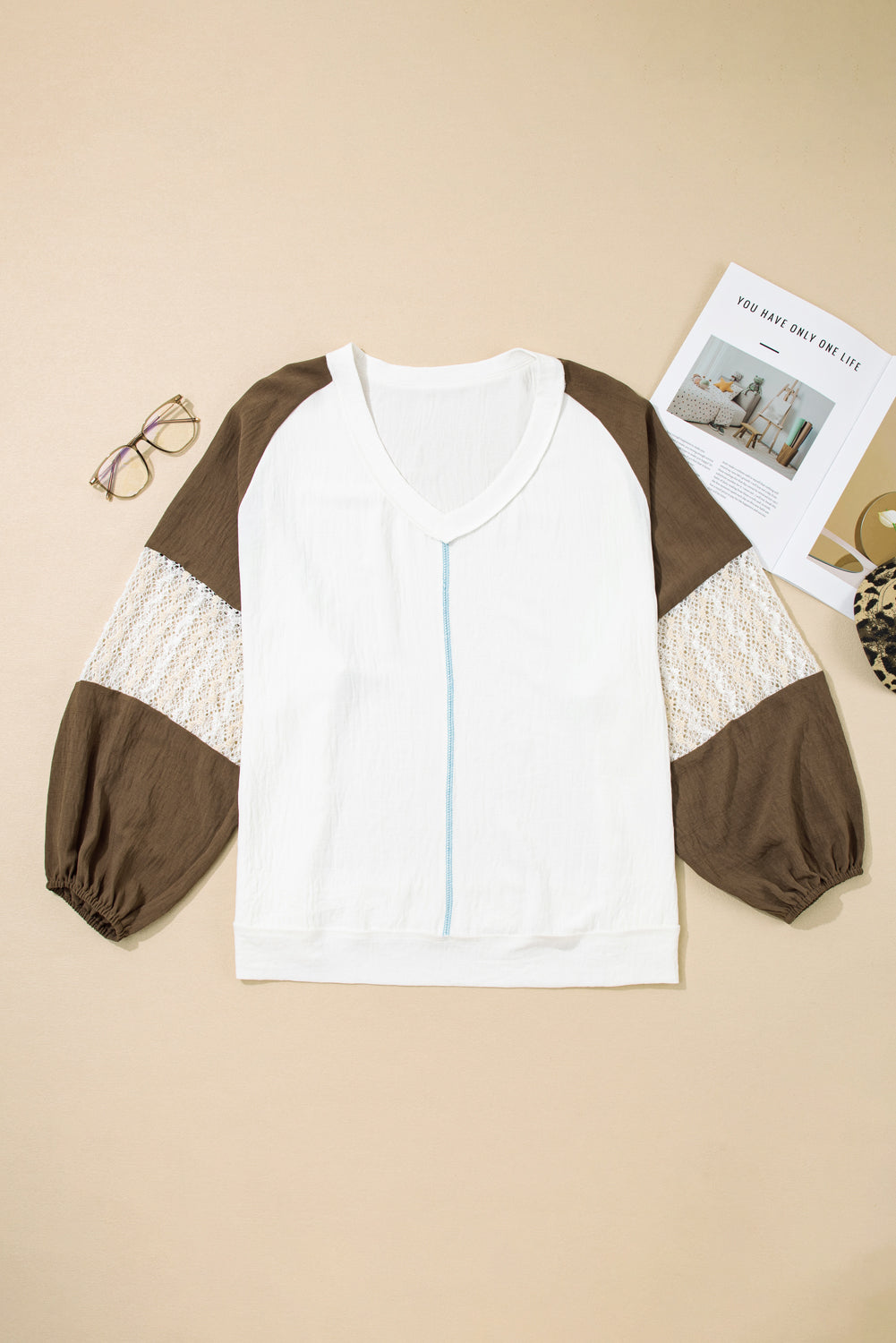 Julietta Patchwork Balloon Sleeve PLUS Blouse