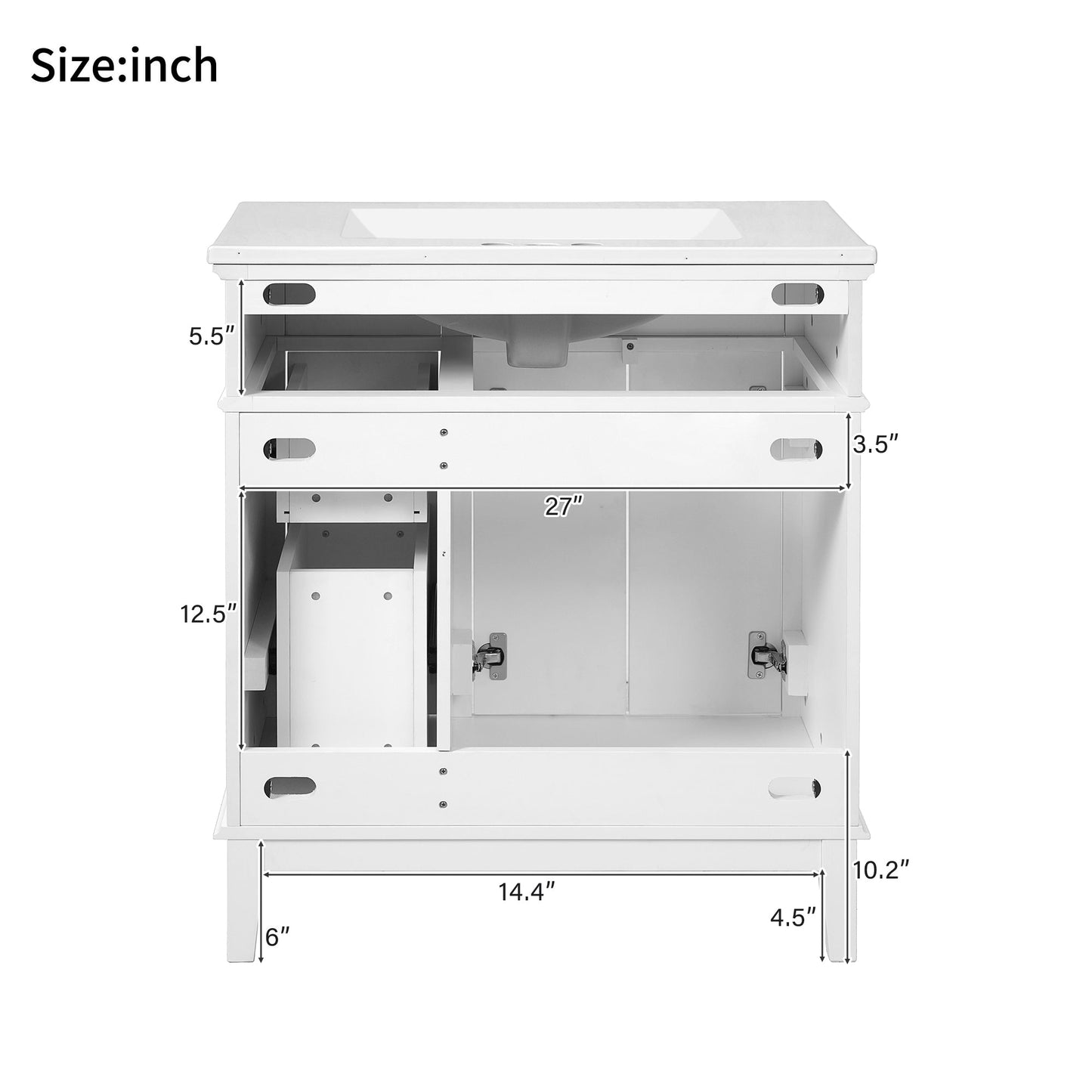 30" Bathroom Vanity with Ceramic Sink and Modern Storage Cabinet
