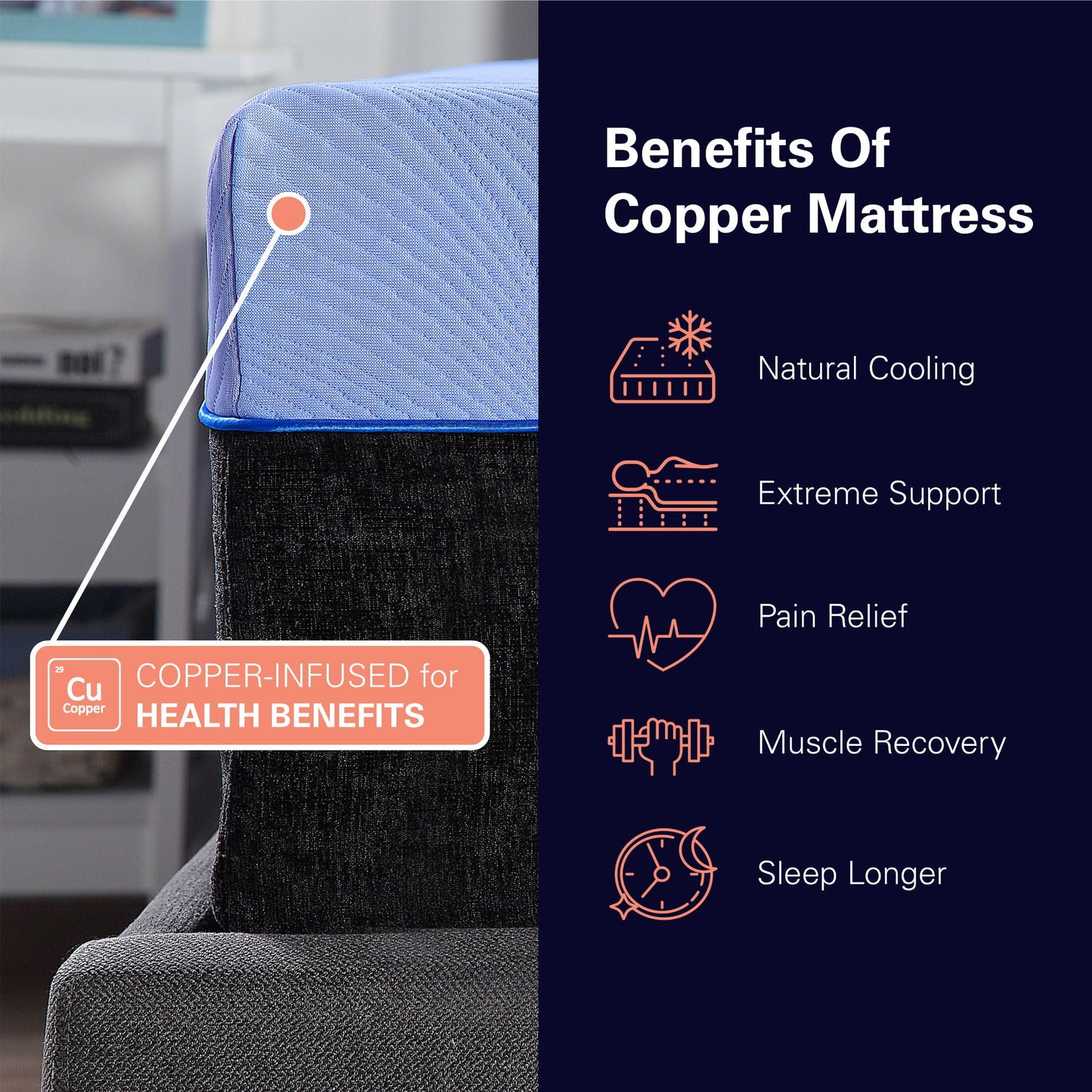 Refresh - 12" Hybrid Cooling Fast Responding Latex Foam And Coil Mattress