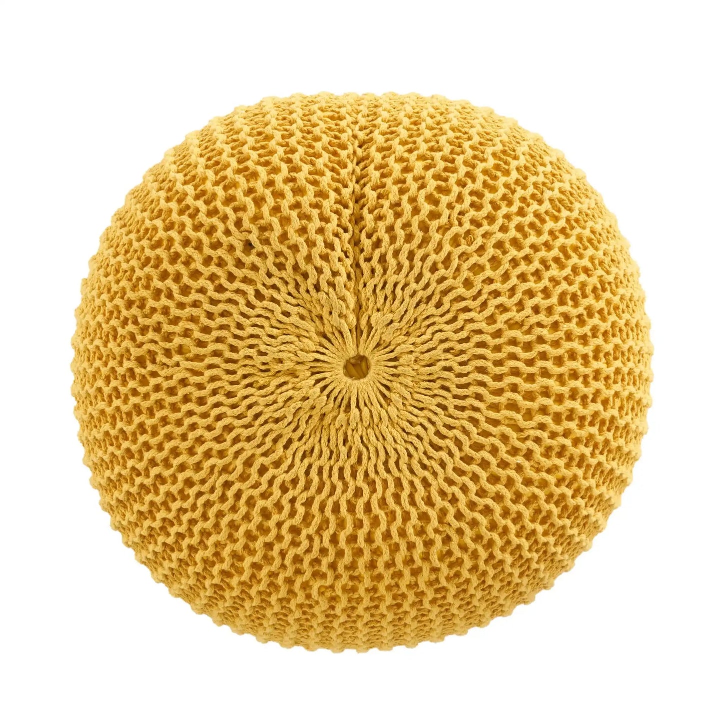 Bordeaux Knitted Cotton Round Pouf - Versatile Ottoman and Floor Cushion