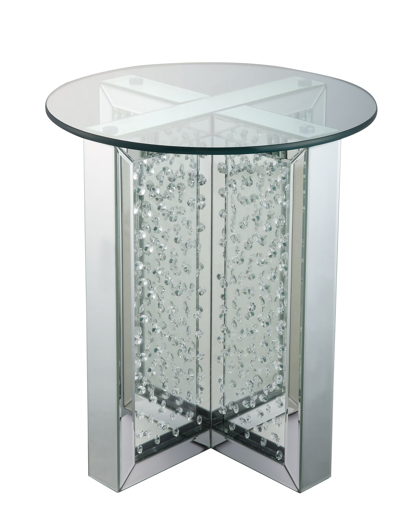 Nysa Mirrored & Faux Crystals End Table (Assembled)