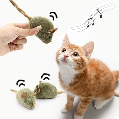 Funny Plush Mice Cat Toy Simulation Mouse Kitten Toy Bite-resistant Automatic Chirping Interactive Cat Chew Toy